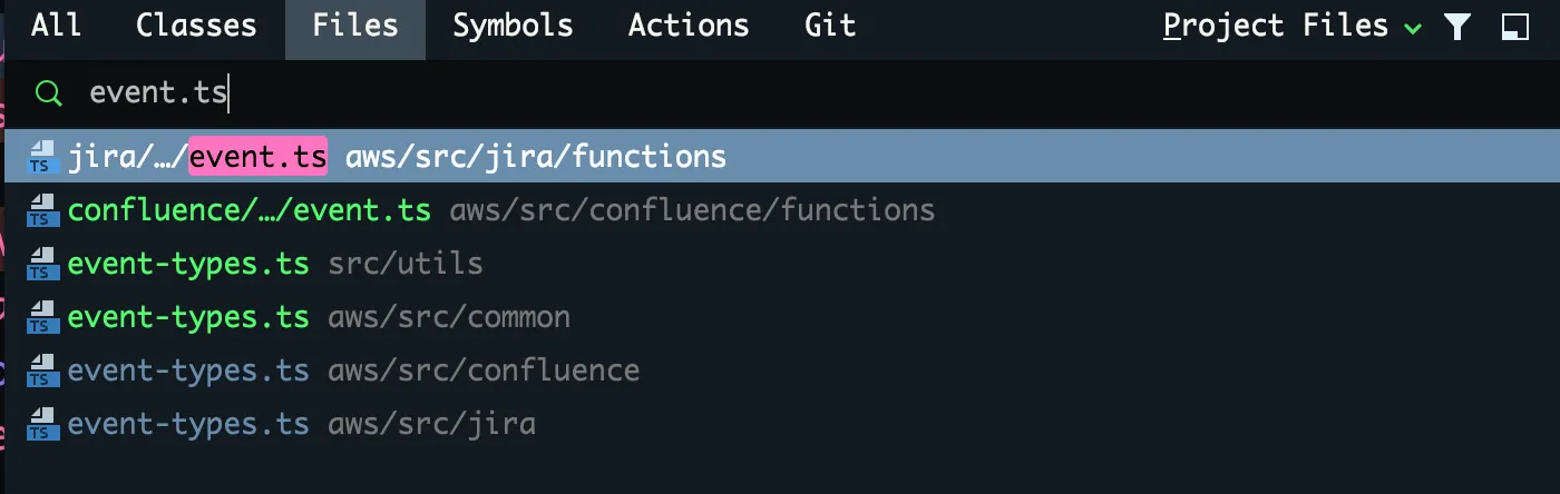 WebStorm helps you to differentiate files having the same name