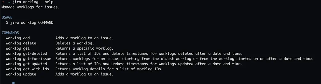 Adding Jira worklog from command line