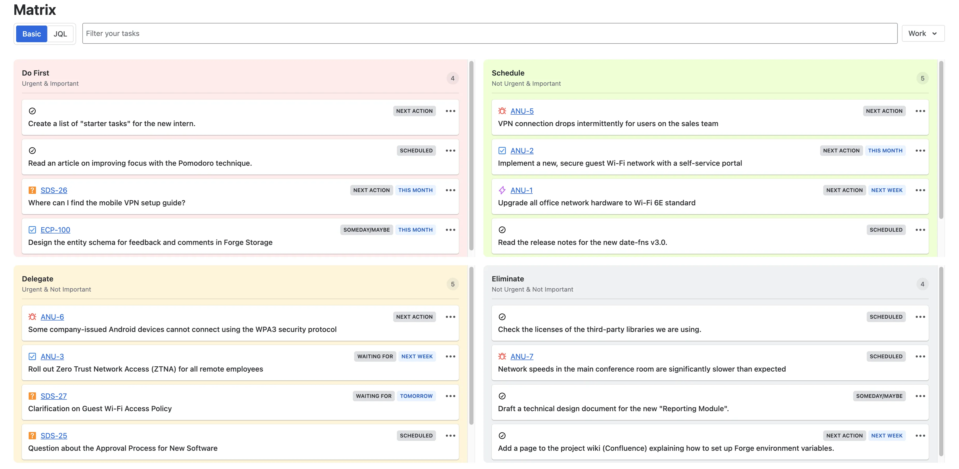Getting Work Done for Jira — Matrix Page